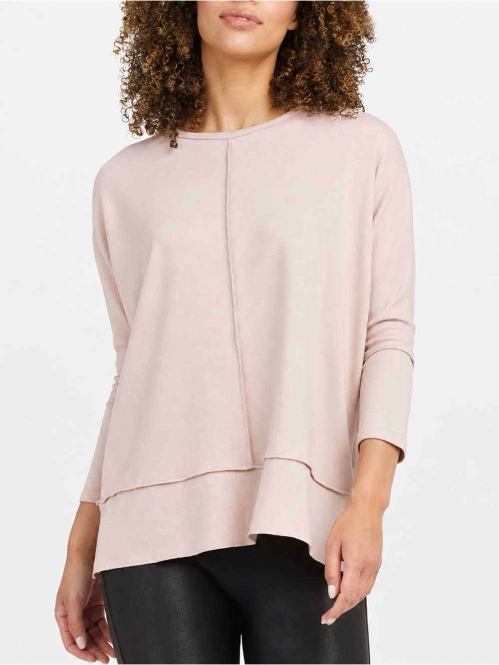 Spanx Perfect Length Dolman Sweatshirt Top Blush Pink Size L